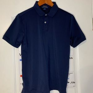Navy Polo with red logo
